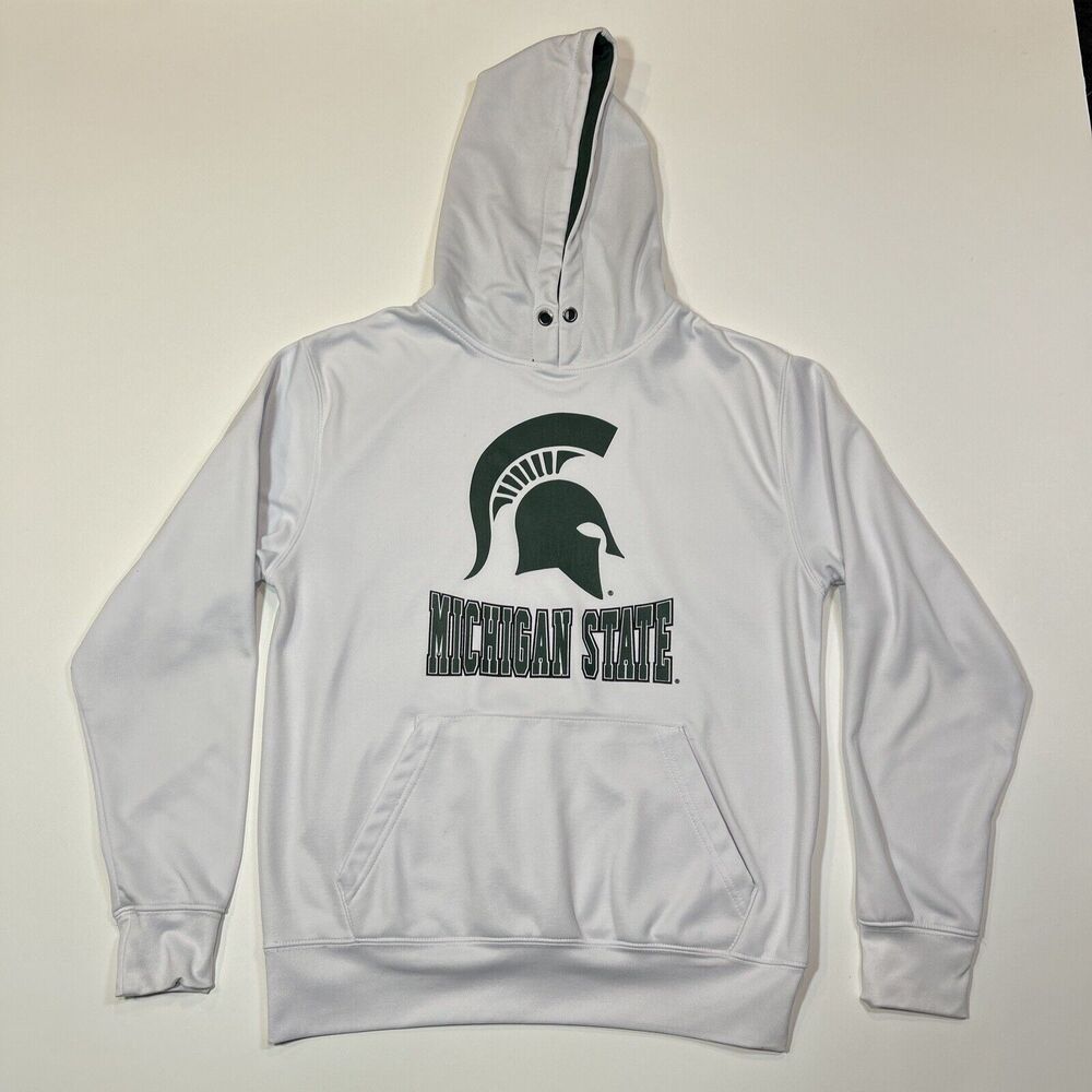Michigan State Spartans Sweater Adult Large White Hoodie NCAA Logo Men